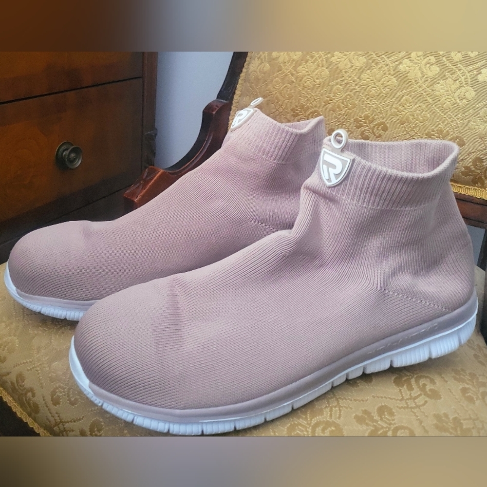 Larnmern Pink Sock Sneakers with White Soles And Steel Toes Size 46.